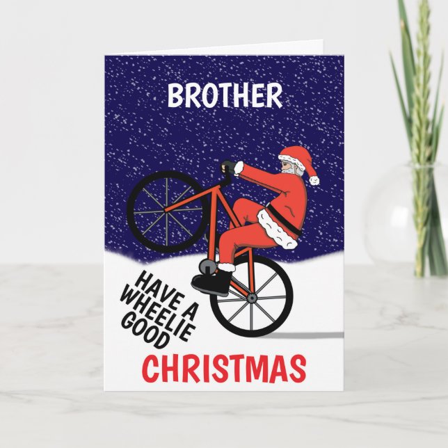 Carte Funny Joyeux Noël Cyclisme Père Noël (Devant)