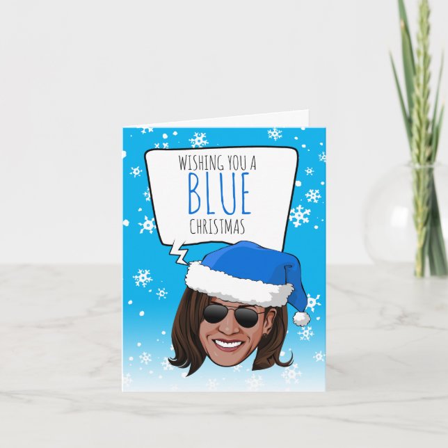 Carte Funny Kamala : Je vous souhaite un Noël bleu (Devant)