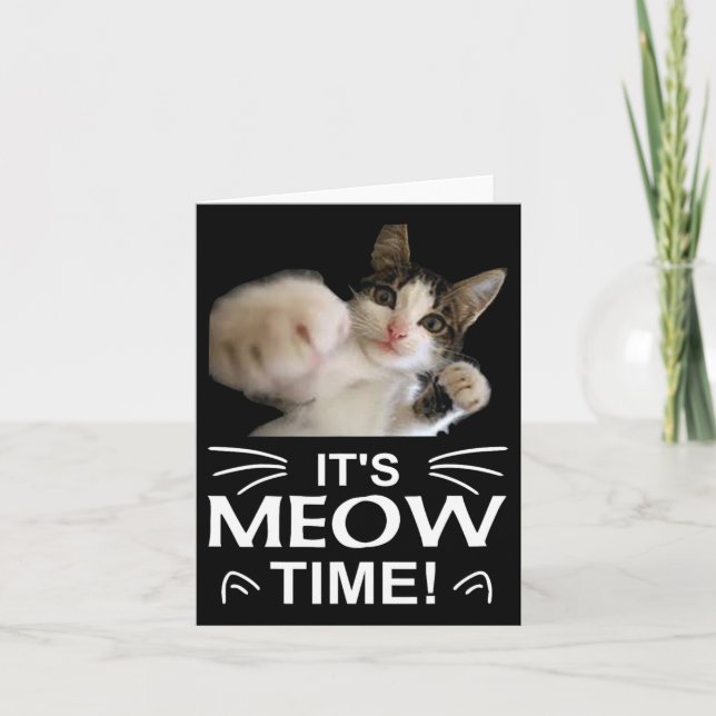 Carte Funny Karate Boxe Chat Meow Time T Shirt Tee Shir (Devant)