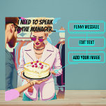 Carte Funny Karen Anniversaire<br><div class="desc">C'est une blague classique sur les "Karens" du monde. Dehors est un design pop art graphique d'un "Karen" se plaignant au directeur d'un magasin d'un gâteau d'anniversaire. A l'intérieur nous avons écrit juste le bon message pour parler au moment ; mais vous pouvez le customiser avec vos propres mots. Recherchez...</div>