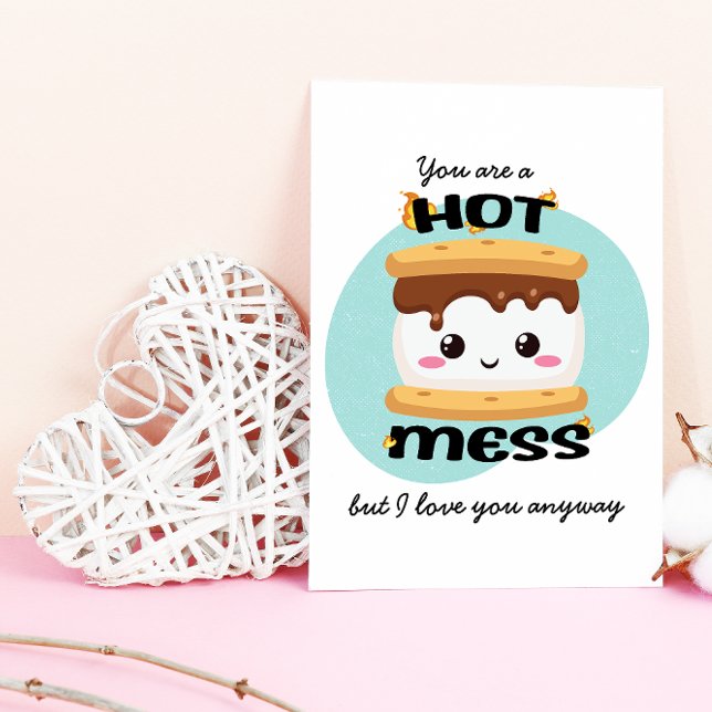 Carte Funny Kawaii S'mores Hot Mess (You'll definitely make someone a happy camper with this S'mores hot mess card.)