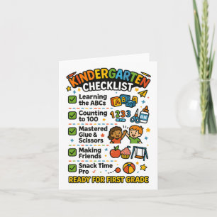 Carte Funny Kindergarten Checlist First Grade Boy Girl