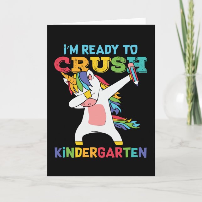Carte Funny Kindergarten Kid Back School Unicorne Dabbin (Devant)
