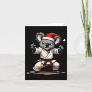 Carte Funny Koala Karate Noël Arts martiaux Père Noël Ha