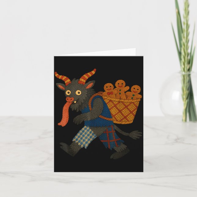 Carte Funny Krampus Gingerbread Yarn Art Creepy Holiday  (Devant)