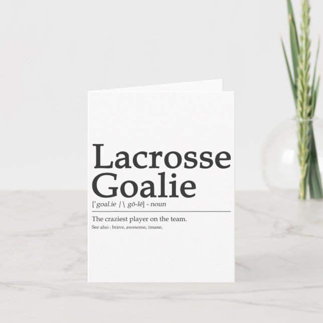 Carte Funny Lacrosse Goalie Définition Citation Hommes C (Devant)