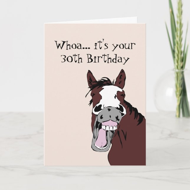 Carte Funny Laughing Horse Humour 30e anniversaire (Devant)