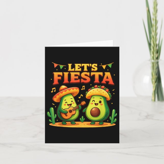 Carte Funny Lets Fiesta Avocado &amp; Tacos Cinco De May (Devant)
