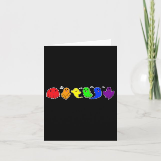 Carte Funny Lgbtq Boo Ghost Éffrayant Halloween Rainbow  (Devant)