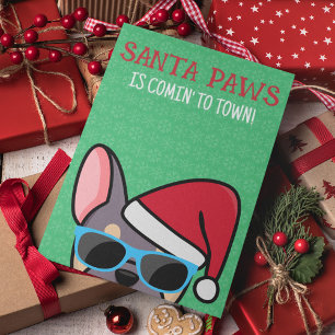 Carte Funny Lilac Tan Frenchie Père Noël Paws Noël