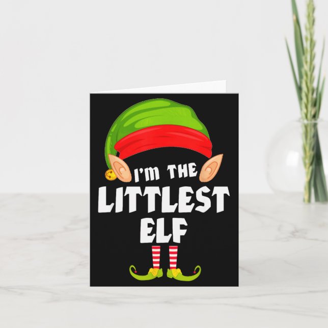 Carte Funny Littlest Elf Matching Family Group Pj Christ (Devant)