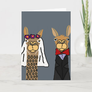 Carte Funny Llama Mariée et Mariage de chambre
