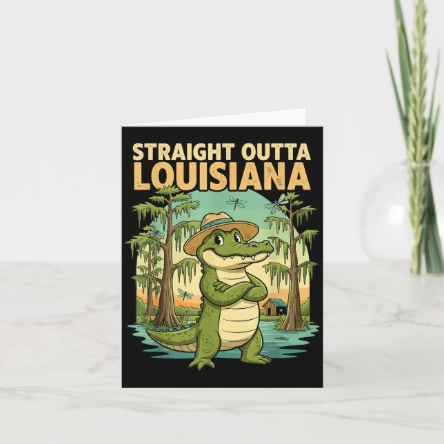 Carte Funny Louisiana Alligator Retro Wildlife Travel Ba (Devant)