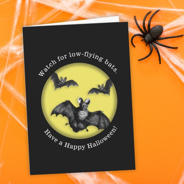Carte Funny Low Flying Bats Happy Halloween (Créateur téléchargé)