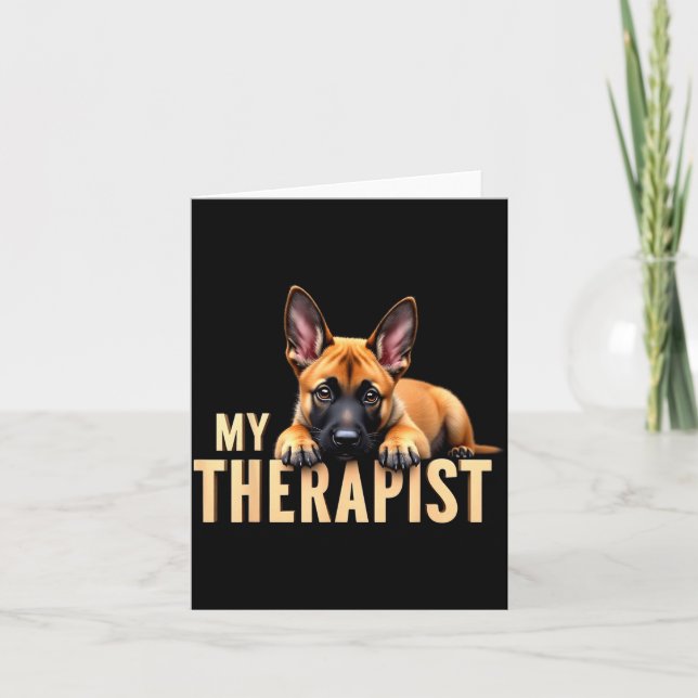 Carte Funny Malinois Puppy My Therast Belgian Shepherd D (Devant)