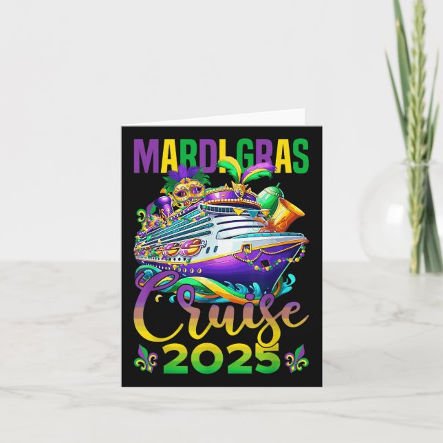 Carte Funny Mardi Gras Cruise 2025 perles de Masque Gras (Devant)