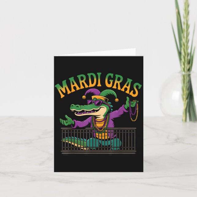 Carte Funny Mardi Gras Gator New Orleans Party Squad Bea (Devant)