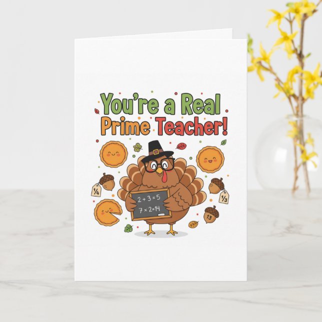 Carte Funny Math Teacher Thanksgiving Card – Turkey (Fleur jaune)