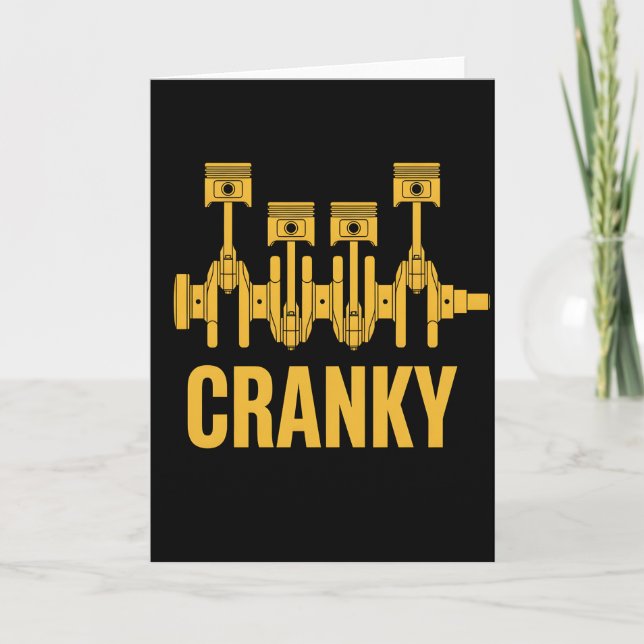Carte Funny Mechanic Cranky Engine Crankshaft (Devant)