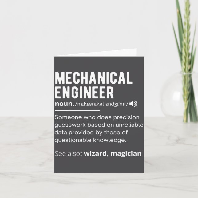 Carte Funny Mechanical Engineer Definition Engineering  (Devant)