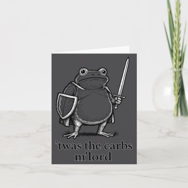 Carte Funny Medieval Frog Meme Carbs Knight M'lord Quote (Devant)