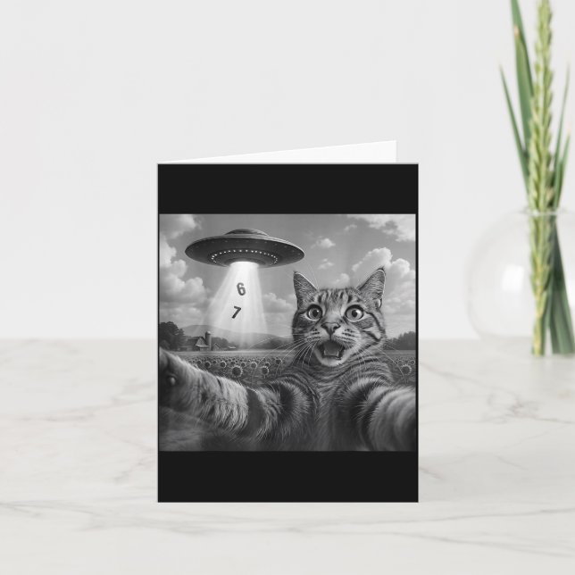 Carte Funny Meme Cat Selfie Six Seven Retro Cat 67 Anima (Devant)