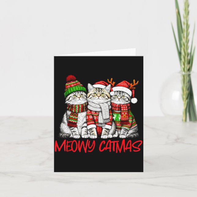Carte Funny Meowy Catmas Christmas Cats Ugly Sweater Gra (Devant)