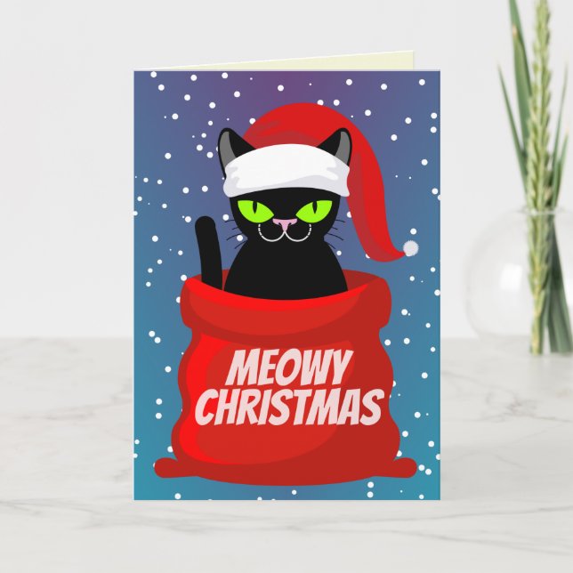 Carte Funny Meowy Christmas Card (Devant)