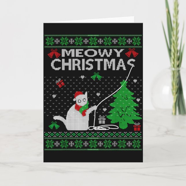 Carte Funny Meowy Christmas Cats Xmas Cute Cat Lover Ugl (Devant)