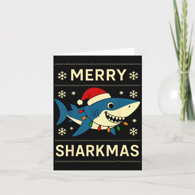Carte Funny Merry Sharkmas Christmas Shark Humor  (Devant)