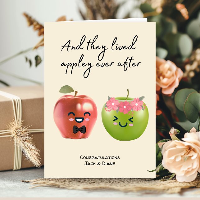 Carte Funny mignon Mariage Apple Couple Félicitations (Créateur téléchargé)