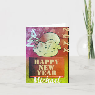 Carte Funny Mignon Petit Garçon Dessin Animé Bonne Année