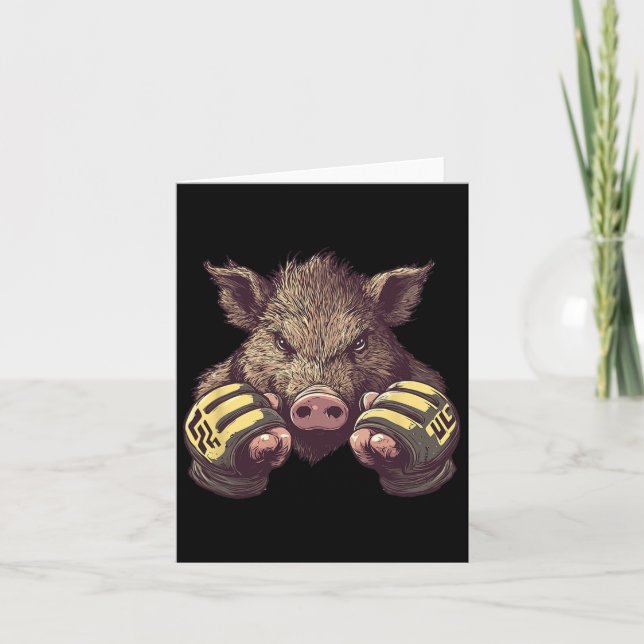 Carte Funny Mixed martial art Boar - Cage Fighter Et Mar (Devant)