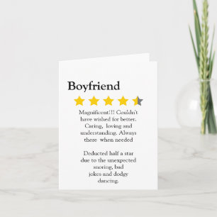 Carte Funny modern 4.5 star boyfriend review typography 