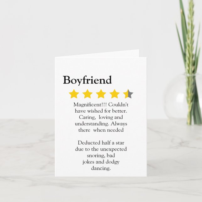 Carte Funny modern 4.5 star boyfriend review typography  (Devant)