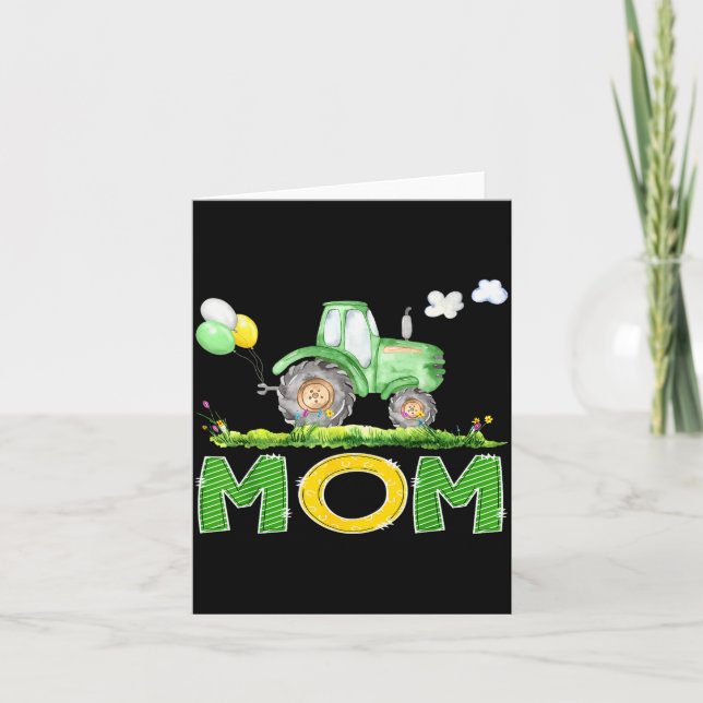 Carte Funny Mom Birthday Boy Tractor Farm Truck Matching (Devant)