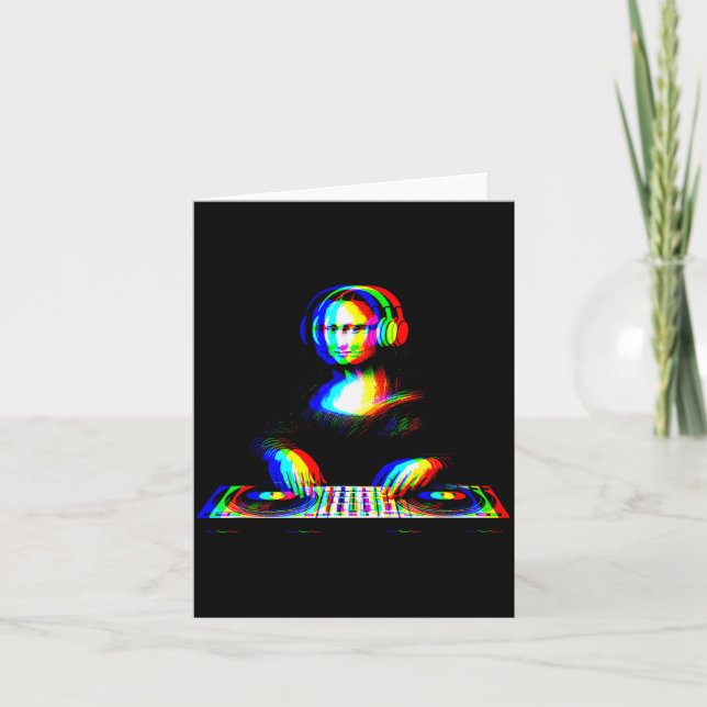 Carte Funny Mona Lisa Dj Varwave Techno Rave Edm Music P (Devant)