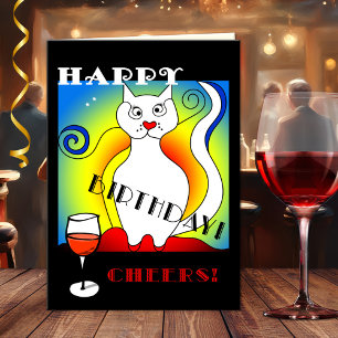 Carte Funny Mondrian's Cat Birthday Card
