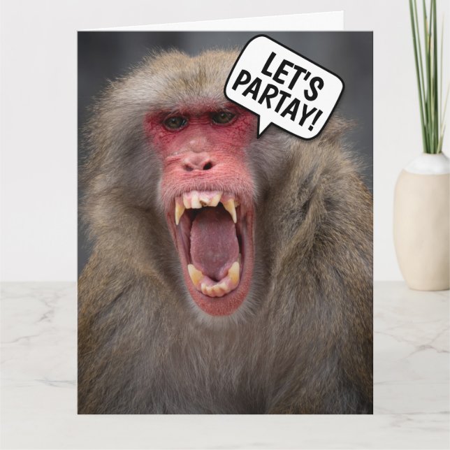 CARTE FUNNY MONKEY BANTHDAY GREETING CARD (Devant)