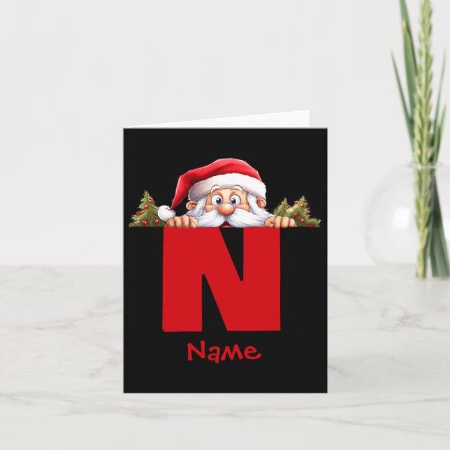 Carte Funny Monogram Family Christmas Red Santa  (Devant)