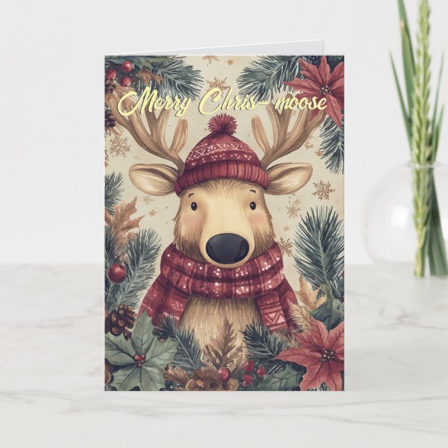 Carte Funny Moose Christmas Card (Devant)
