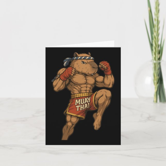 Carte Funny Muay Thai Capybara Thai Boxe Arts martiaux (Devant)