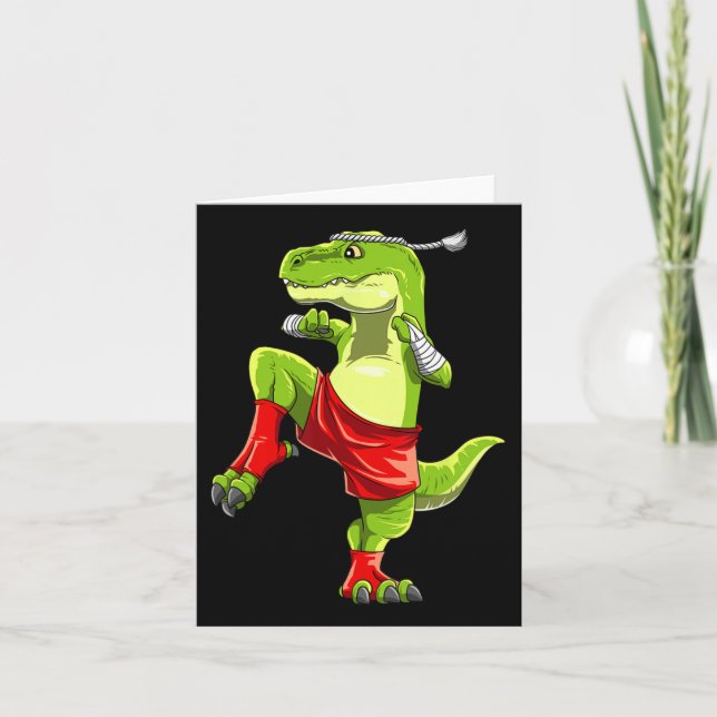 Carte Funny Muay Thai T-rex - Thai Boxe (Devant)