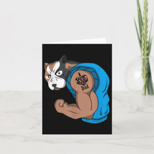 Carte Funny Muscular Pit Bull Chien I Love Papa Tattoo L