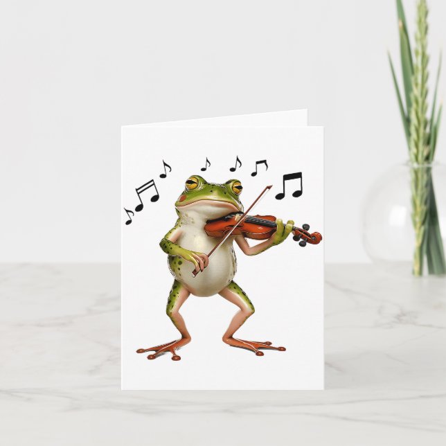 Carte Funny Musician Violinist Cute Frog Playing Violin  (Devant)