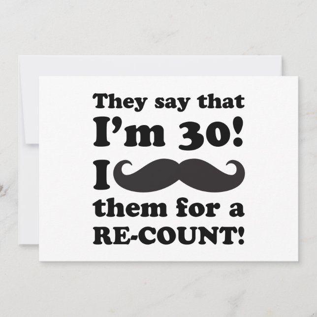 Carte Funny Mustache 30e anniversaire (Devant)