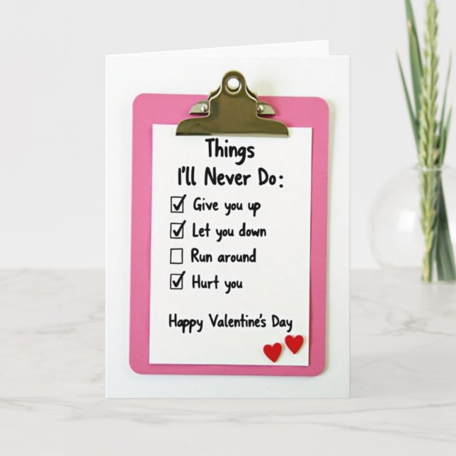 Carte Funny Never Give Up Valentines Day Card (Devant)