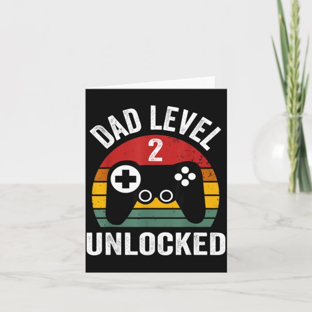 Carte Funny New Dad Shirt Dad Level 2 Unlocked For 2 Kid (Devant)