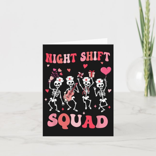 Carte Funny Night Shift Squad Infirmières Skeleton Danci (Devant)