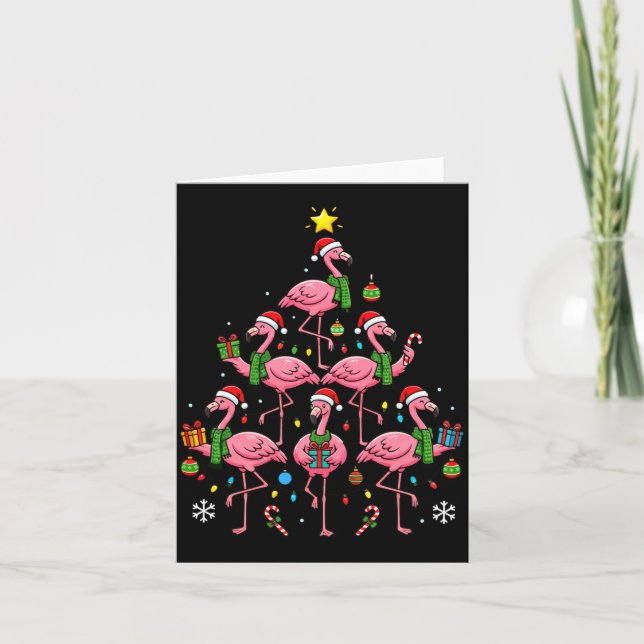 Carte Funny Nk Flamingo Christmas Tree Santa Hats Holida (Devant)